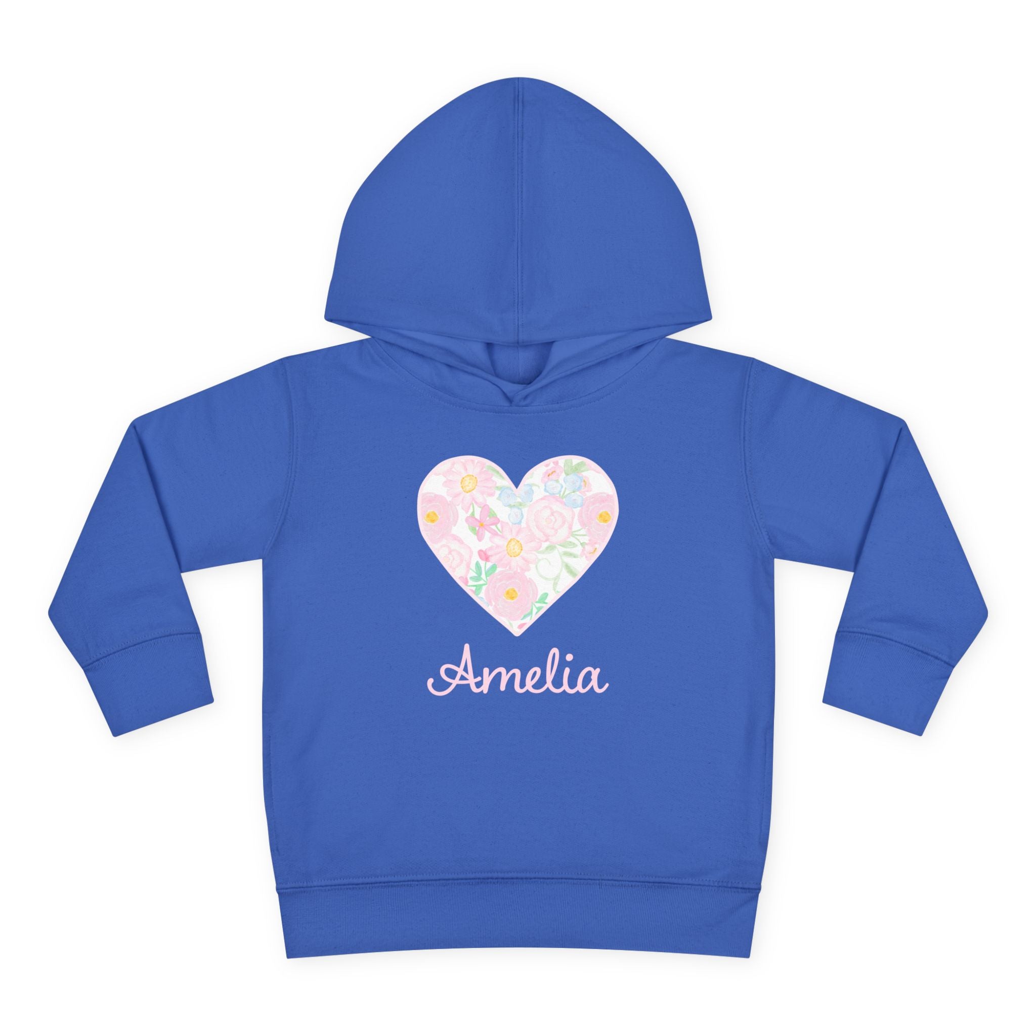 Personalized Floral Heart Toddler Hoodie