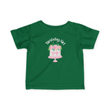 Infant Tee — "Birthday Girl" Pink Floral Cake Baby T‑Shirt
