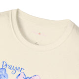 Prayer Changes Things Floral T-Shirt — Blue & Pink Ribbon Comfort Tee