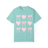 Pink Heart & Bow Graphic T-Shirt — Cute Retro Valentine Tee