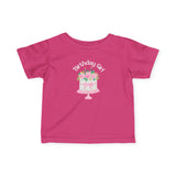 Infant Tee — "Birthday Girl" Pink Floral Cake Baby T‑Shirt