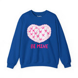 Valentine "Be Mine" Heart Sweatshirt — Cute Pink Lace Candy-Heart Pullover