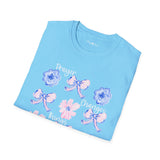 Prayer Changes Things Floral T-Shirt — Blue & Pink Ribbon Comfort Tee