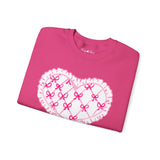 Valentine "Be Mine" Heart Sweatshirt — Cute Pink Lace Candy-Heart Pullover