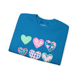 Pastel Heart Pattern Sweatshirt — Cute Pink & Mint Valentine Crewneck