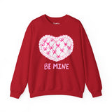 Valentine "Be Mine" Heart Sweatshirt — Cute Pink Lace Candy-Heart Pullover