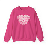 Floral Heart Bow Sweatshirt — Pastel Romantic Crewneck for Women