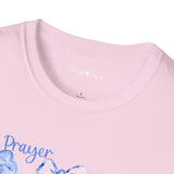 Prayer Changes Things Floral T-Shirt — Blue & Pink Ribbon Comfort Tee