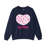 Valentine "Be Mine" Heart Sweatshirt — Cute Pink Lace Candy-Heart Pullover