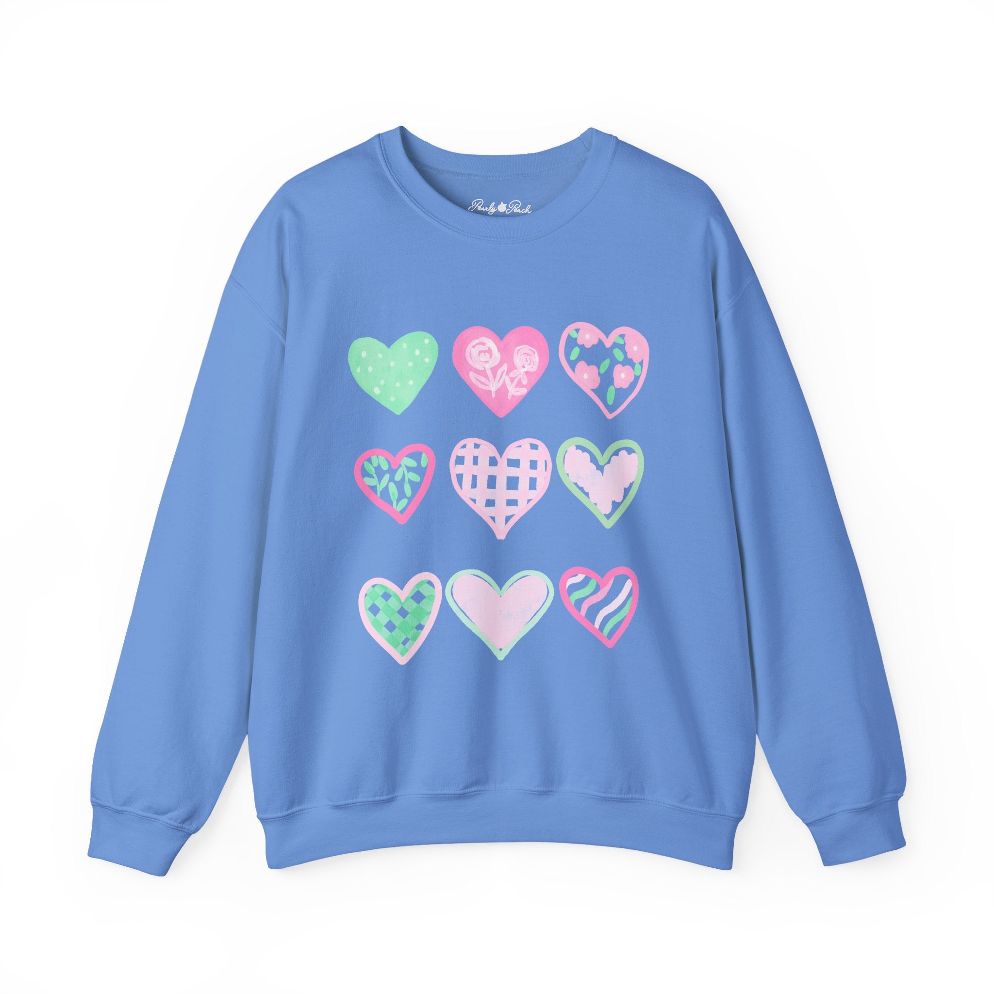 Pastel Heart Pattern Sweatshirt — Cute Pink & Mint Valentine Crewneck