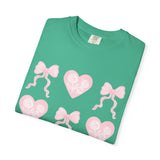 Pink Heart & Bow Graphic T-Shirt — Cute Retro Valentine Tee