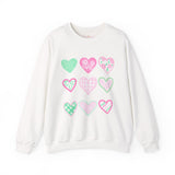 Pastel Heart Pattern Sweatshirt — Cute Pink & Mint Valentine Crewneck