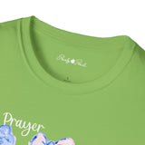 Prayer Changes Things Floral T-Shirt — Blue & Pink Ribbon Comfort Tee