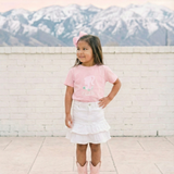 Toddler Tee — Pink Doll Barbi Silhouette with Florals Personalized