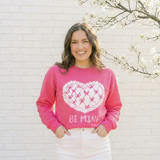 Valentine "Be Mine" Heart Sweatshirt — Cute Pink Lace Candy-Heart Pullover