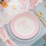 Blush Bow Ceramic Plate Set (Set of 4)