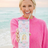 Preppy Doll Personalized Pink Floral Tumbler — 20oz Stainless Steel Travel Cup