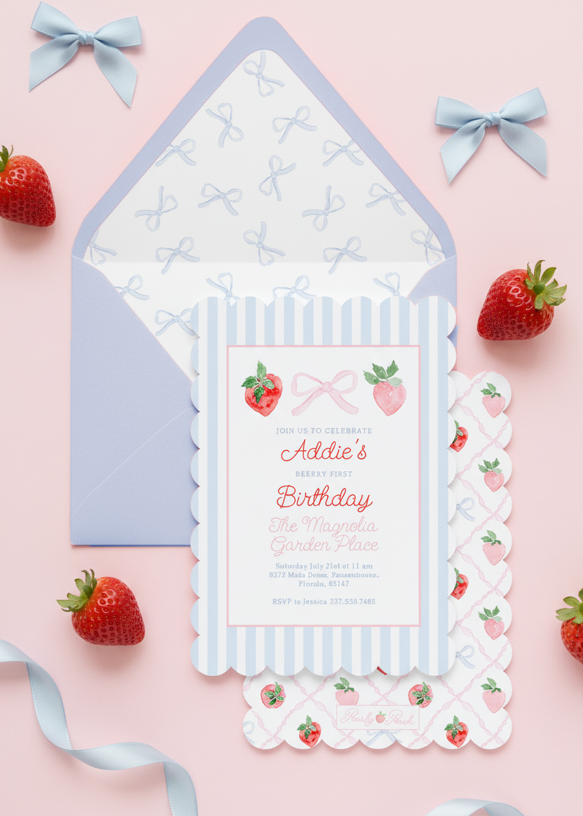 The Berry Sweet Scallop Invitation Suite