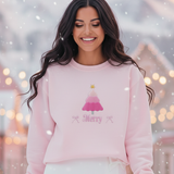 Blush Merry Tree Embroidered Classic Sweatshirt