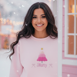 Blush Merry Tree Embroidered Classic Sweatshirt