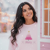 Blush Merry Tree Embroidered Classic Sweatshirt