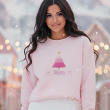 Blush Merry Tree Embroidered Classic Sweatshirt