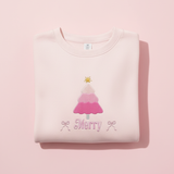 Blush Merry Tree Embroidered Classic Sweatshirt
