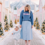 Whimsy Pink Mama Embroidered Sweatshirt