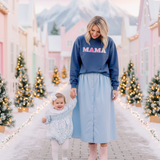 Whimsy Pink Mama Embroidered Sweatshirt