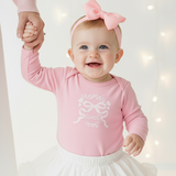 Valentine's Day - "Mama's Sweetheart" Bow & Hearts Long Sleeve Onesie