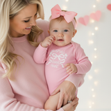 Valentine's Day - "Mama's Sweetheart" Bow & Hearts Long Sleeve Onesie