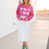 Pastel Heart Pattern Sweatshirt — Cute Pink & Mint Valentine Crewneck