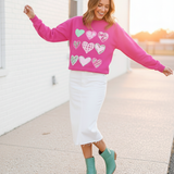 Pastel Heart Pattern Sweatshirt — Cute Pink & Mint Valentine Crewneck