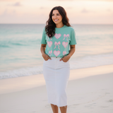Pink Heart & Bow Graphic T-Shirt — Cute Retro Valentine Tee