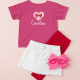 Valentine Heart & Bow Personalized Tee