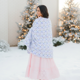 Velveteen Plush Blanket — Pastel Floral Bow Pattern, Soft Baby Throw for Nursery & Gift