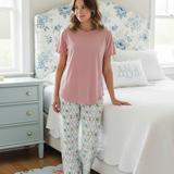 Floral Argyle Women's Pajama Pants – Pastel Cozy Lounge Sleepwear