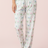 Floral Argyle Women's Pajama Pants – Pastel Cozy Lounge Sleepwear