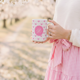 Personalized Pink Heart Monogram Mug — 15oz Ceramic Coffee Cup