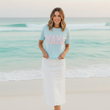 Mama Floral Graphic Tee — Pastel Pink "MAMA" Cotton T-Shirt