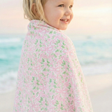 Floral Pink Beach Towel — Pastel Rose Pattern Summer Pool & Seaside Towel