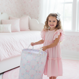 Blush Rosette Laundry Fabric Hamper