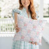 Pink Gingham Rose Pillow