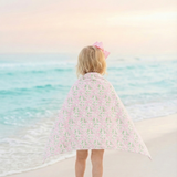 Floral Pink Beach Towel — Pastel Rose Pattern Summer Pool & Seaside Towel