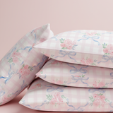 Pink Gingham Rose Pillow