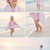 Floral Pink Beach Towel — Pastel Rose Pattern Summer Pool & Seaside Towel