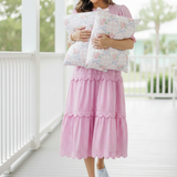 Pink Gingham Rose Pillow