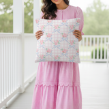 Pink Gingham Rose Pillow
